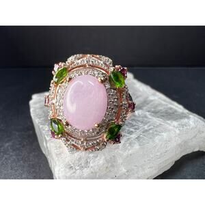 NEW with tag Kunzite Chrome Diopside Garnet Zircon 925 Rose Gold Ring Sz 7